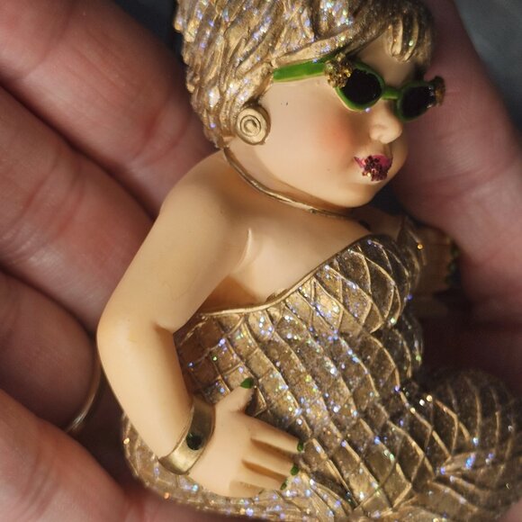 December Diamonds Mermaid Margarita Gold 2003 Ornament Chipped Cup No Box - Picture 6 of 11